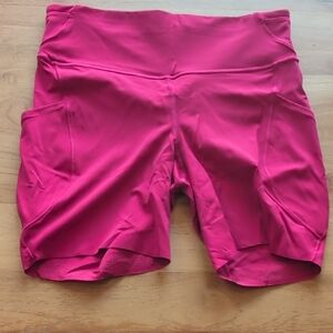Lululemon Pink Run Free 6 Inch Biker Shorts W/ Pockets